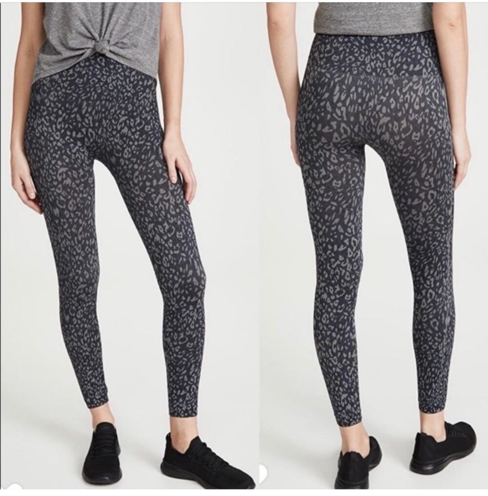 Spanx Leggings Womens Small Gray Indigo Leopard Look At Me Now Seamless Stretch